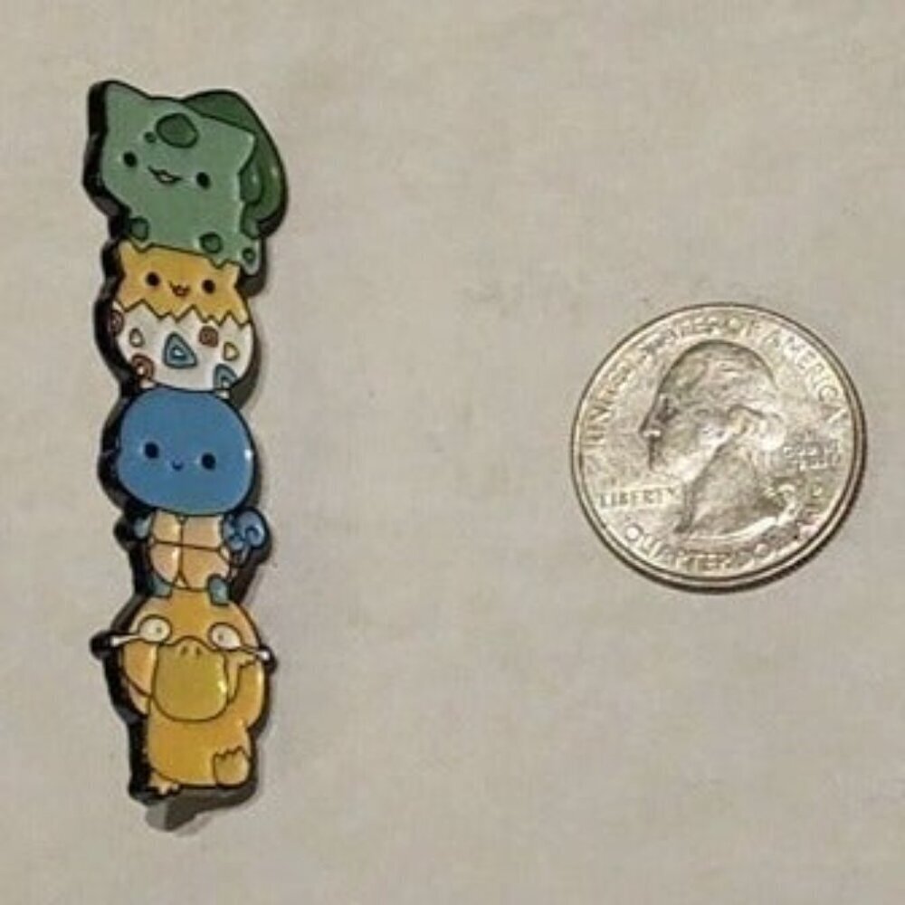 Stacked Cuties: Pokemon Psyduck, Squirtle, Togepi, Bulbasaur Stacker Enamel Pin - Picture 4 of 5